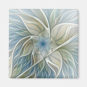 Floral Dream Pattern Abstract Blue Khaki Fractal Magneet
