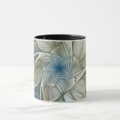 Floral Dream Pattern Abstract Blue Khaki Fractal Mok (Midden)