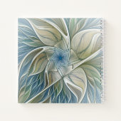 Floral Dream Pattern Abstract Blue Khaki Fractal Notitieboek (Achterkant)