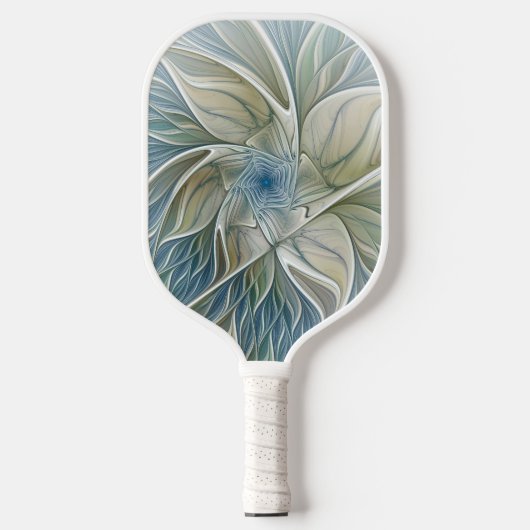 Floral Dream Pattern Abstract Blue Khaki Fractal Pickleball Paddle (Voorkant)