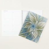 Floral Dream Pattern Abstract Blue Khaki Fractal Planner (Display)