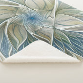 Floral Dream Pattern Abstract Blue Khaki Fractal Sherpa Deken (3/4)