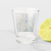 Floral Dream Pattern Abstract Blue Khaki Fractal Shot Glas (Achterkant)