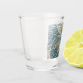 Floral Dream Pattern Abstract Blue Khaki Fractal Shot Glas (Links)
