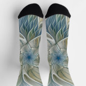 Floral Dream Pattern Abstract Blue Khaki Fractal Sokken (Top)