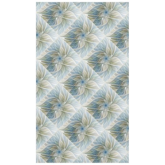 Floral Dream Pattern Abstract Blue Khaki Fractal Tafelkleed (Voorkant)