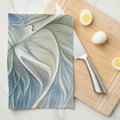 Floral Dream Pattern Abstract Blue Khaki Fractal Theedoek (Quarter Fold)