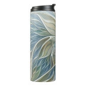 Floral Dream Pattern Abstract Blue Khaki Fractal Thermosbeker (Gedraaid links)