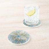 Floral Dream Pattern Abstract Blue Khaki Fractal Zandsteen Onderzetter (Zijkant)