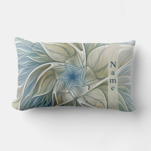 Floral Dream Pattern Abstracte Art Blue Khaki Naam Kussen