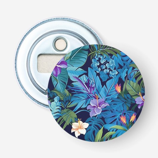 'Floral Dreams' - Tropisch bloemontwerp Button Flesopener (Voorkant)