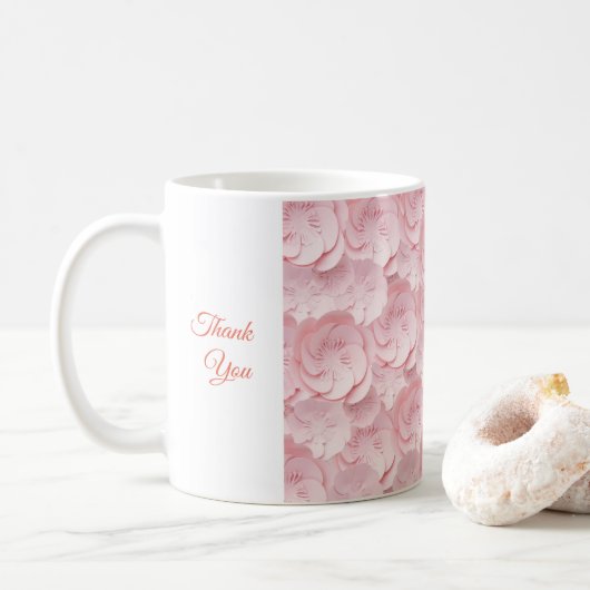 Floral Drinkware Dank u Mok Zacht Roze Kleur (Met donut)