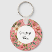 Floral dubbelzijdig Logo QR Code sleutelhanger (Voorkant)
