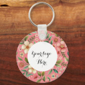 Floral dubbelzijdig Logo QR Code sleutelhanger (Voorkant)