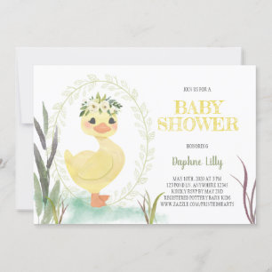 Floral Ducking Baby shower Invitation - Sage Kaart