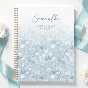 Floral Dusty Bleu Fleur moderne Maid of Honor Nom