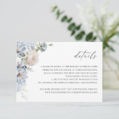 Floral Dusty Blue Blush Rose Détails Carte Mariage (Debout devant)