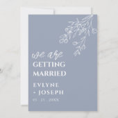 Floral Dusty Blue Boho Chic Neutral Wedding Kaart (Achterkant)