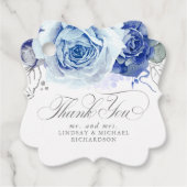 Floral Dusty Blue Boho Wedding Thank You Bedankjes Labels (Voorkant)