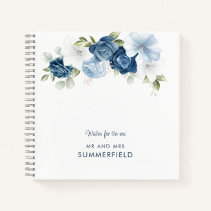 Floral Dusty Blue Botanical Weddenschap Notitieboek