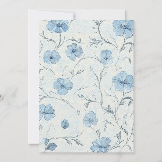 Floral Dusty Blue Country Garden Engagement Party Kaart (Achterkant)