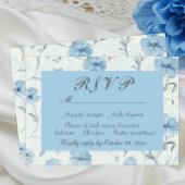 Floral Dusty Blue Country Garden Mariage RSVP Card