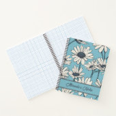 Floral Dusty Blue Daisy gepersonaliseerd Notitieboek (Binnen)