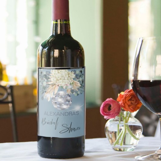 Floral Dusty Blue Disco Fête des mariées Étiquette