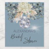 Floral Dusty Blue Disco Fête des mariées Étiquette (Étiquettes simples)