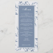 Floral Dusty Blue Elegant Wedding Menu (Voorkant)
