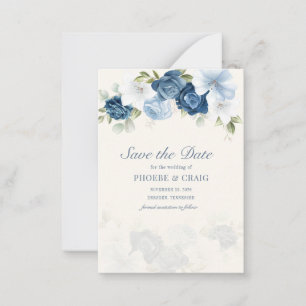 Floral Dusty Blue Eucalyptus laat de datum opslaan Notitiekaartje