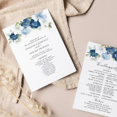 Floral Dusty Blue Eucalyptus Wedding Programme