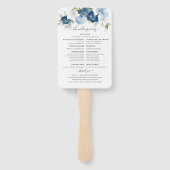 Floral Dusty Blue Eucalyptus Wedding Programme Handwaaier (Achterkant)