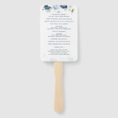 Floral Dusty Blue Foliage Wedding Ceremony Program Handwaaier (Achterkant)