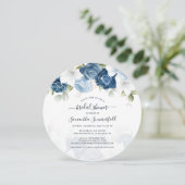 Floral Dusty Blue Greenery Script Vrijgezellenfees Kaart (Staand voorkant)