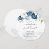 Floral Dusty Blue Greenery Script Vrijgezellenfees Kaart (Voorkant / Achterkant)