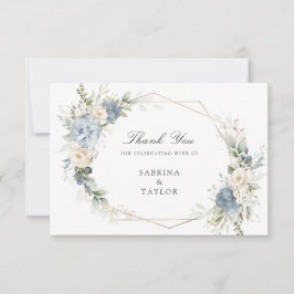 Floral Dusty Blue Greenery Weddenschap Hartelijk d Bedankkaart