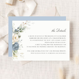 Floral Dusty Blue Greenery Wedding Details Insert Kaart