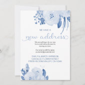 Floral Dusty Blue New Address Moving Aankondiging (Voorkant)
