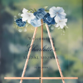 Floral Dusty Blue Script Vrijgezellenfeest Welkom Acryl Bord (Neutraal)