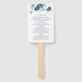 Floral Dusty Blue Script Wedding Programme Handwaaier (Achterkant)