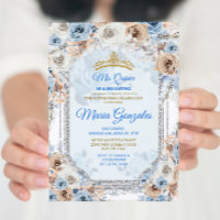 Floral Dusty Blue Spain Girl Sweet 15th Birthday