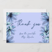 Floral dusty blue violet bedankkaart (Voorkant)