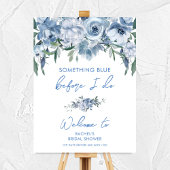 Floral Dusty Blue Vrijgezellenfeest Welkomstbord Poster