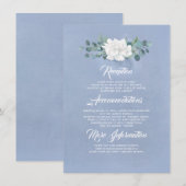 Floral Dusty Blue Wedding Informatie Gast Informatiekaartje (Voorkant / Achterkant)