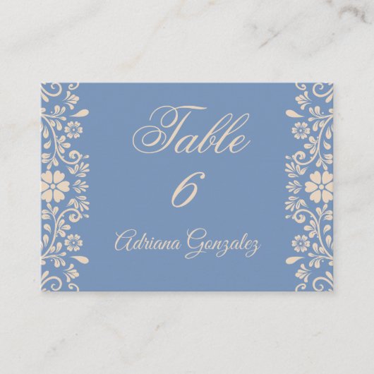 Floral Dusty Blue Wedding  Plaatskaartje (Voorkant)