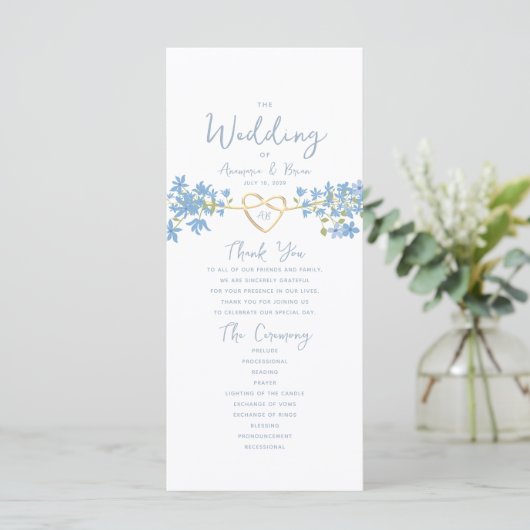 Floral Dusty Blue Wedding Programme (Debout devant)