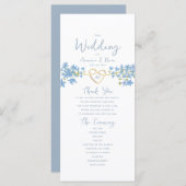 Floral Dusty Blue Wedding Programme (Devant / Derrière)