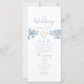 Floral Dusty Blue Wedding Programme (Voorkant)
