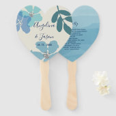Floral Dusty Blue Wedding Programme Handwaaier (Voorkant en achterkant)